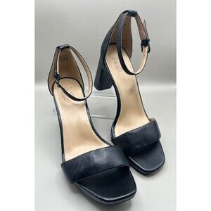 Naturalizer Joy Womens Leather Block Heel Ankle Strap Black Sandals Size 10M